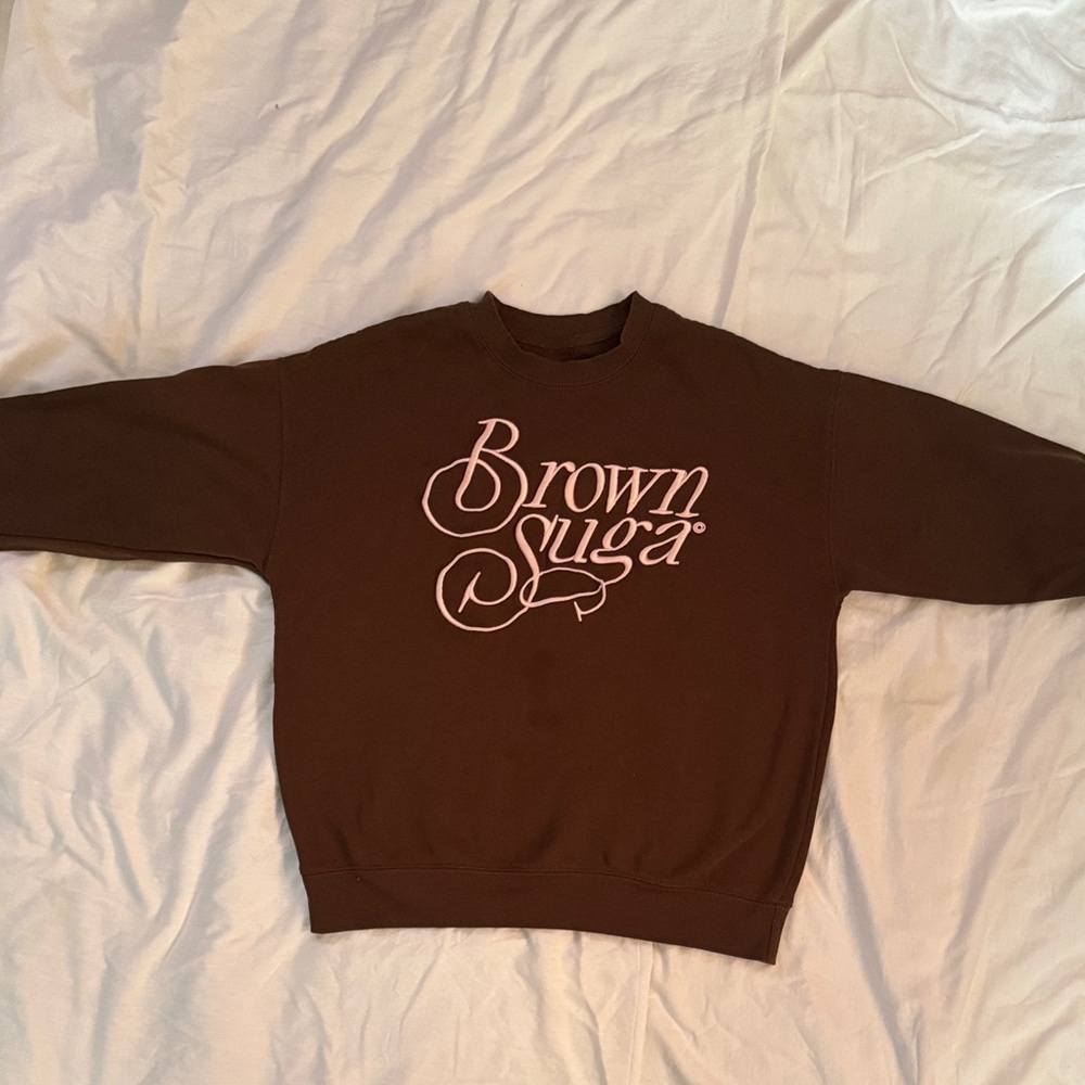 Brown Suga Crewneck Sweatshirt Brown Graphic Y2K Aesthetic Cozy Streetwear S/M